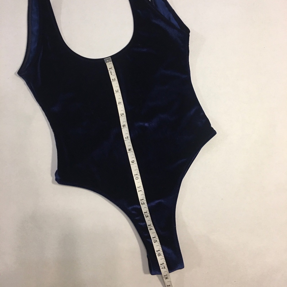 Fox Swim navy blue velvet one piece swimsuit M - Picture 4 of 8